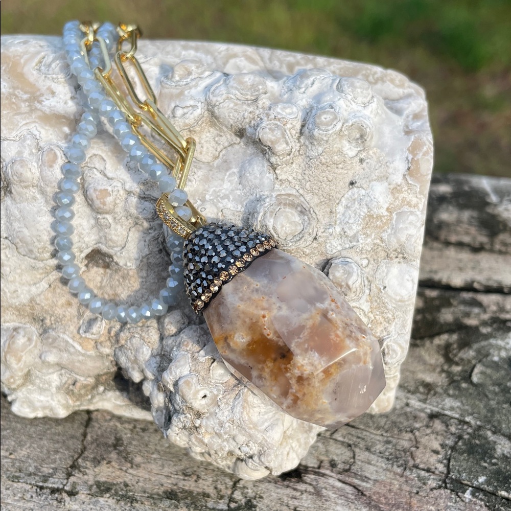 Park Lane Oakley genuine agate pendant and 2 necklace set, 3 in 1 style necklace